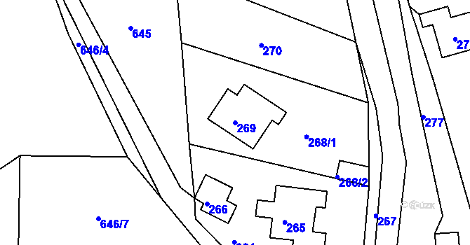 Parcela st. 269 v KÚ Mojžíř, Katastrální mapa