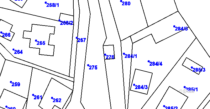 Parcela st. 276 v KÚ Mojžíř, Katastrální mapa