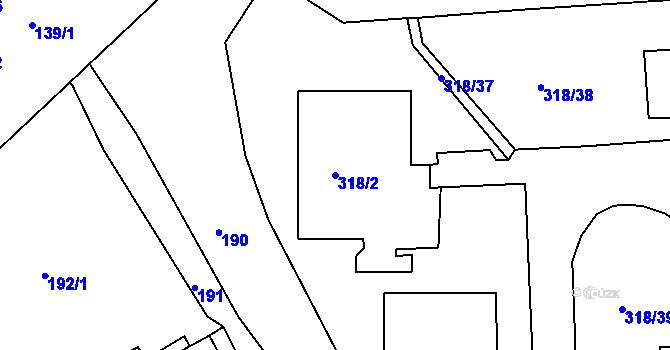 Parcela st. 318/2 v KÚ Mojžíř, Katastrální mapa
