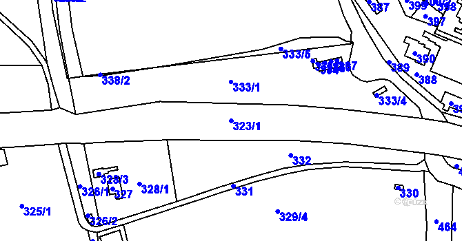 Parcela st. 323/1 v KÚ Mojžíř, Katastrální mapa