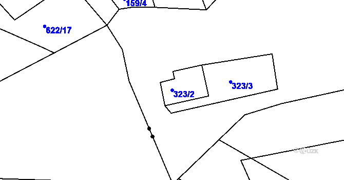 Parcela st. 323/2 v KÚ Mojžíř, Katastrální mapa