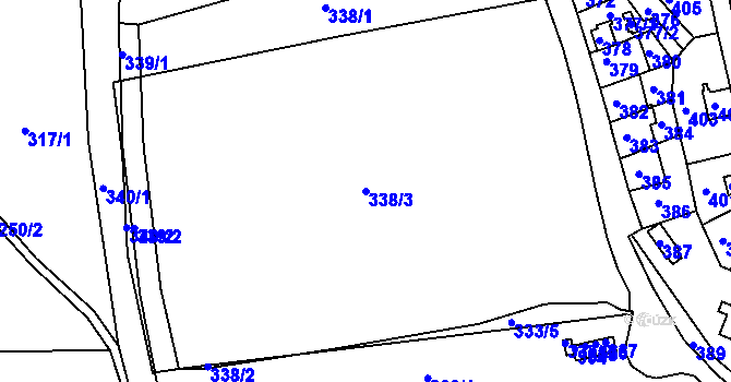 Parcela st. 338/3 v KÚ Mojžíř, Katastrální mapa