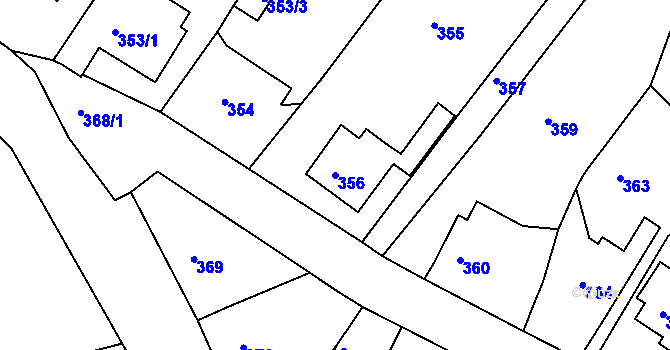 Parcela st. 356 v KÚ Mojžíř, Katastrální mapa