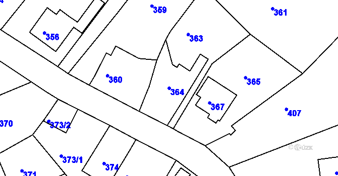 Parcela st. 364 v KÚ Mojžíř, Katastrální mapa
