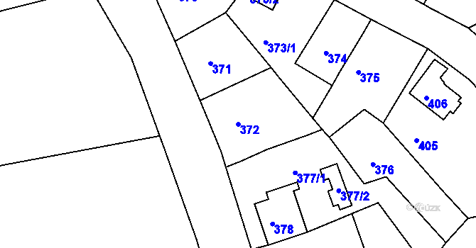Parcela st. 372 v KÚ Mojžíř, Katastrální mapa