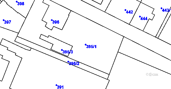 Parcela st. 395/1 v KÚ Mojžíř, Katastrální mapa