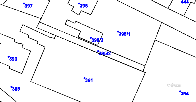Parcela st. 395/2 v KÚ Mojžíř, Katastrální mapa