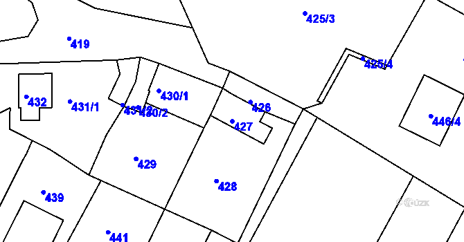 Parcela st. 427 v KÚ Mojžíř, Katastrální mapa