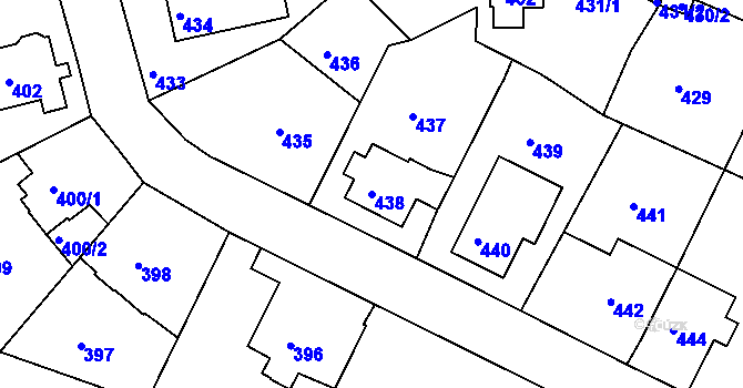Parcela st. 438 v KÚ Mojžíř, Katastrální mapa