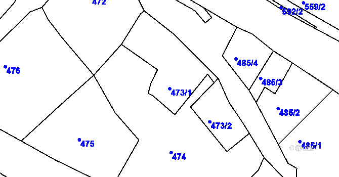 Parcela st. 473/1 v KÚ Mojžíř, Katastrální mapa