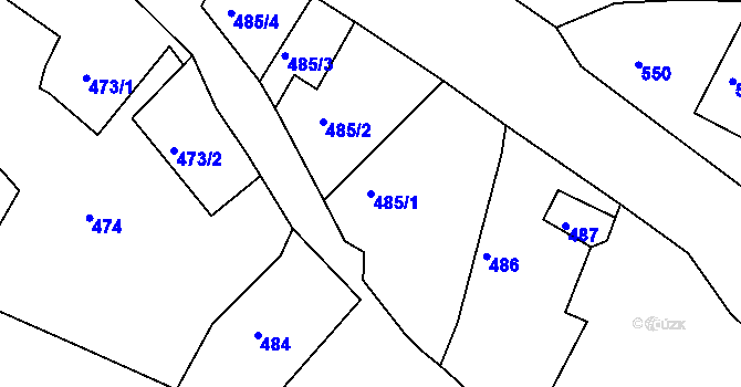 Parcela st. 485/1 v KÚ Mojžíř, Katastrální mapa