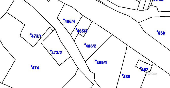 Parcela st. 485/2 v KÚ Mojžíř, Katastrální mapa
