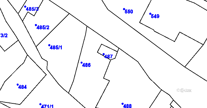 Parcela st. 487 v KÚ Mojžíř, Katastrální mapa