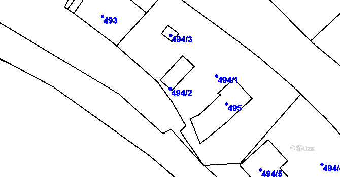 Parcela st. 494/2 v KÚ Mojžíř, Katastrální mapa