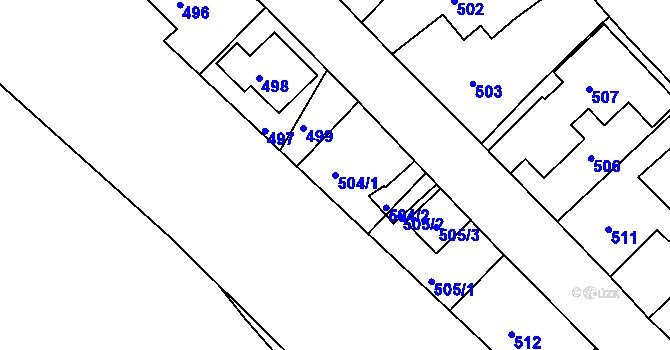 Parcela st. 504/1 v KÚ Mojžíř, Katastrální mapa