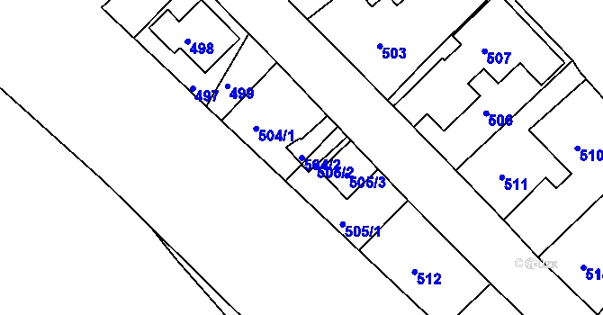 Parcela st. 504/2 v KÚ Mojžíř, Katastrální mapa