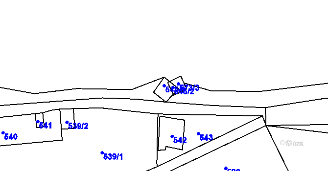 Parcela st. 545/1 v KÚ Mojžíř, Katastrální mapa