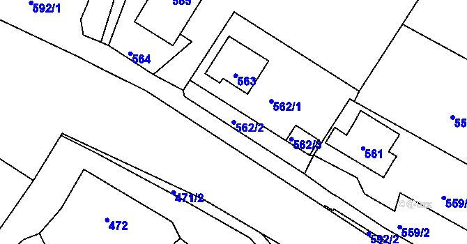 Parcela st. 562/2 v KÚ Mojžíř, Katastrální mapa