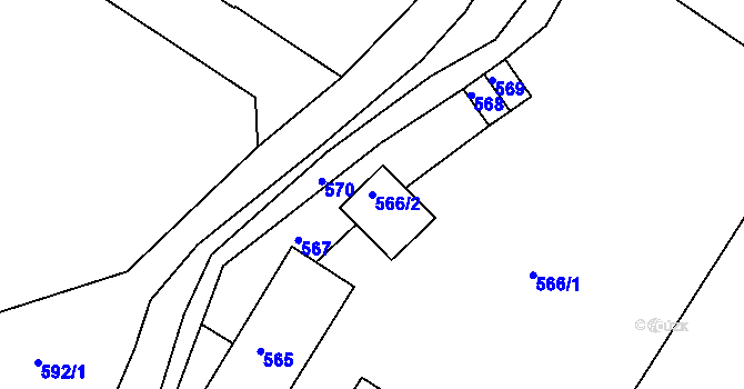 Parcela st. 566/2 v KÚ Mojžíř, Katastrální mapa
