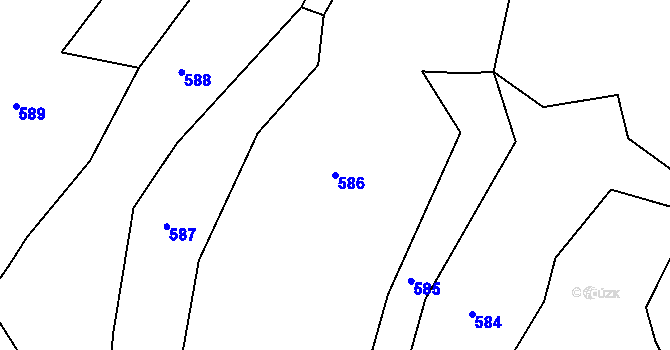 Parcela st. 586 v KÚ Mojžíř, Katastrální mapa