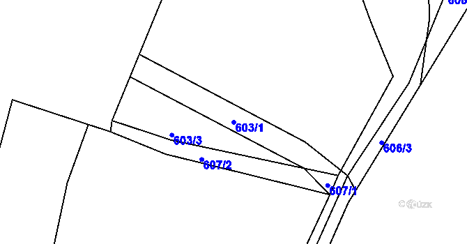 Parcela st. 603/1 v KÚ Mojžíř, Katastrální mapa