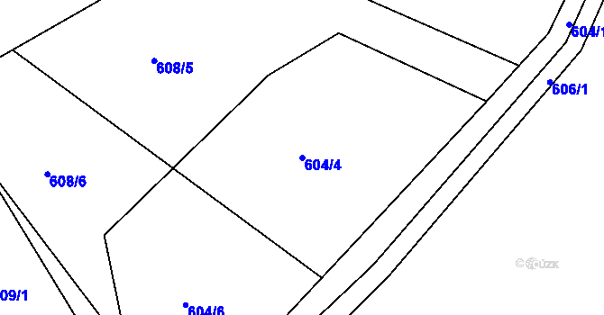 Parcela st. 604/4 v KÚ Mojžíř, Katastrální mapa