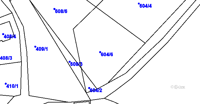 Parcela st. 604/6 v KÚ Mojžíř, Katastrální mapa