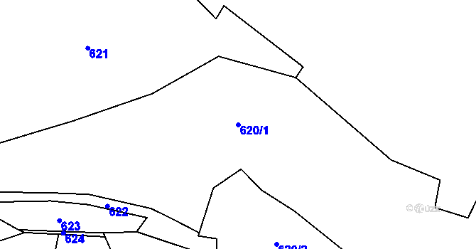 Parcela st. 620/1 v KÚ Mojžíř, Katastrální mapa