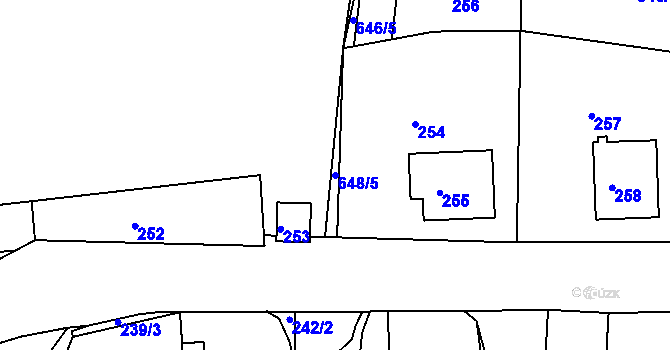 Parcela st. 648/5 v KÚ Mojžíř, Katastrální mapa