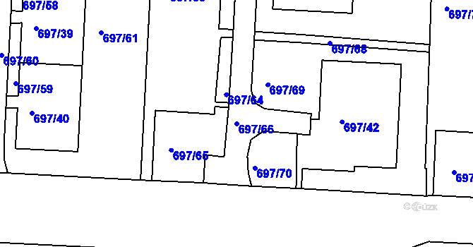 Parcela st. 697/66 v KÚ Mojžíř, Katastrální mapa
