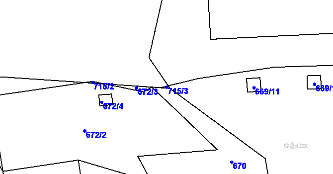 Parcela st. 715/3 v KÚ Mojžíř, Katastrální mapa