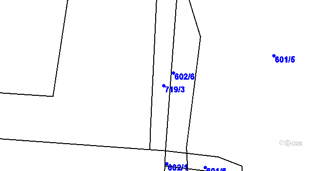 Parcela st. 719/3 v KÚ Mojžíř, Katastrální mapa