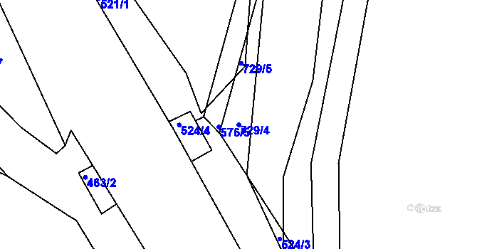 Parcela st. 729/4 v KÚ Mojžíř, Katastrální mapa