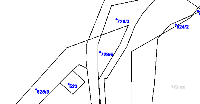 Parcela st. 729/6 v KÚ Mojžíř, Katastrální mapa