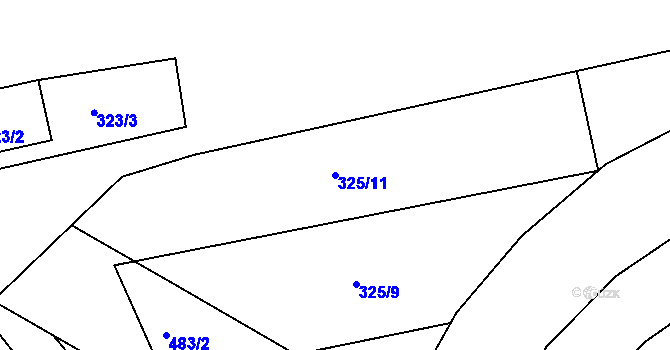 Parcela st. 325/11 v KÚ Mojžíř, Katastrální mapa