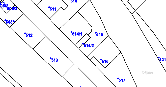 Parcela st. 514/2 v KÚ Mojžíř, Katastrální mapa