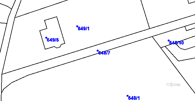 Parcela st. 648/7 v KÚ Mojžíř, Katastrální mapa