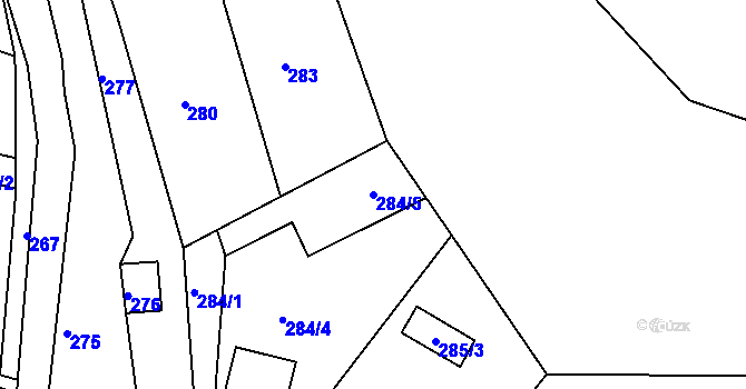 Parcela st. 284/5 v KÚ Mojžíř, Katastrální mapa