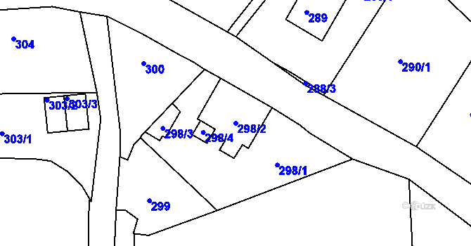 Parcela st. 298/2 v KÚ Mojžíř, Katastrální mapa