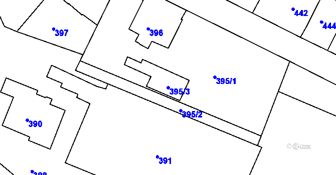 Parcela st. 395/3 v KÚ Mojžíř, Katastrální mapa