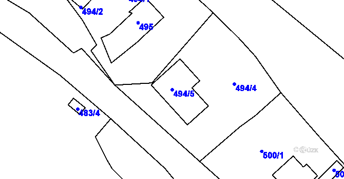 Parcela st. 494/5 v KÚ Mojžíř, Katastrální mapa
