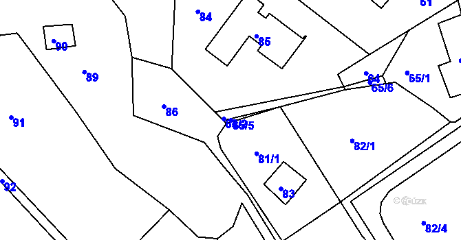Parcela st. 65/5 v KÚ Mojžíř, Katastrální mapa