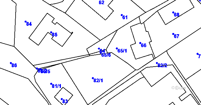 Parcela st. 65/6 v KÚ Mojžíř, Katastrální mapa