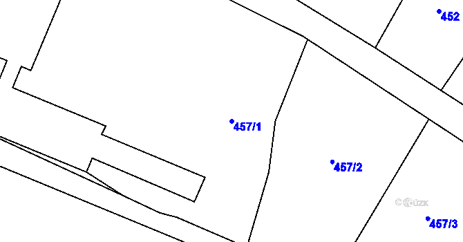 Parcela st. 457/1 v KÚ Mojžíř, Katastrální mapa