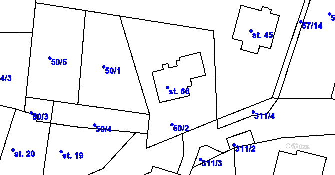 Parcela st. 66 v KÚ Mokošín, Katastrální mapa