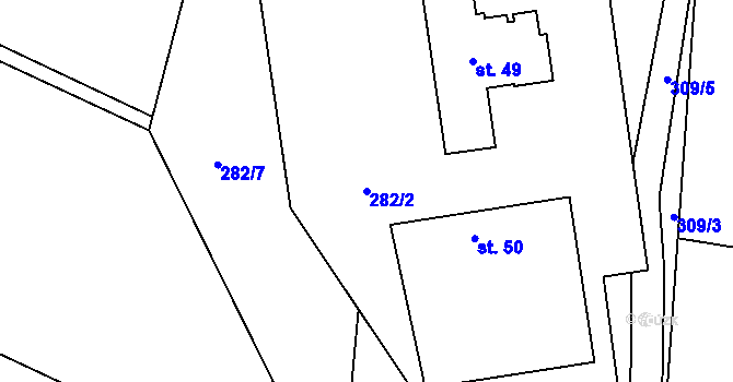 Parcela st. 282/2 v KÚ Mokošín, Katastrální mapa