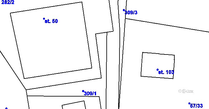 Parcela st. 309 v KÚ Mokošín, Katastrální mapa