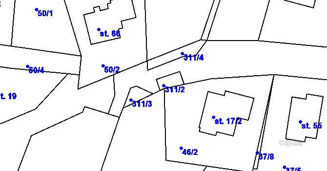 Parcela st. 311/2 v KÚ Mokošín, Katastrální mapa
