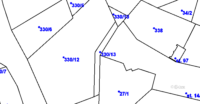 Parcela st. 330/13 v KÚ Mokošín, Katastrální mapa