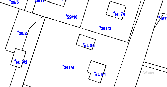 Parcela st. 85 v KÚ Mokošín, Katastrální mapa